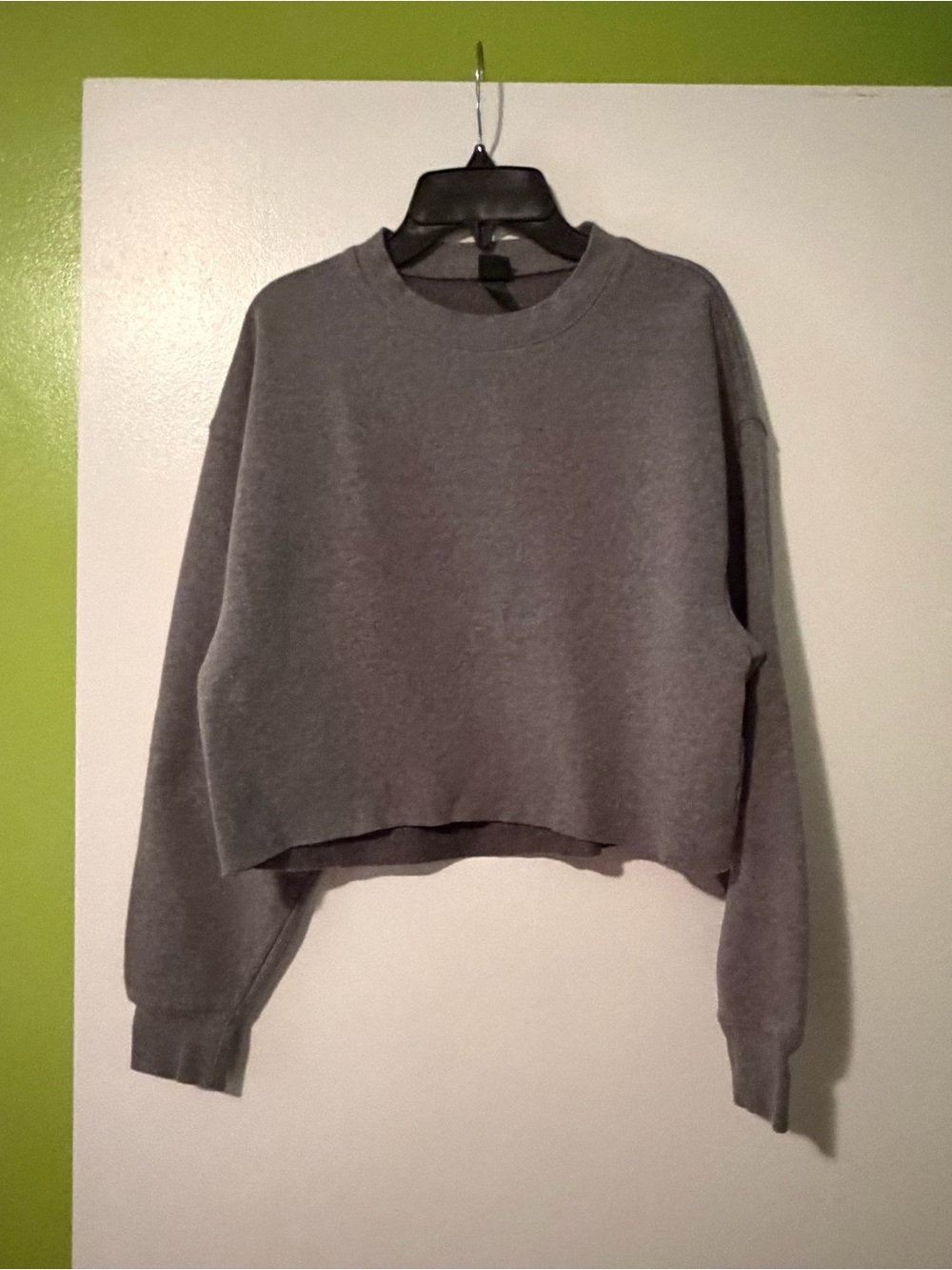 wild fable Gray Cropped Crewneck Sweater